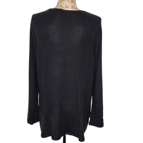 Calvin Klein Womens Crochet Ribbed Long Sleeve Sweater Button Accents Size 1X - Picture 5 of 12